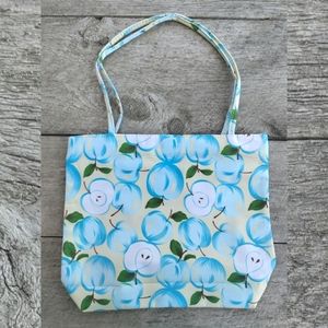 Mod 50s Inspired Blue Watercolor Apple Print Shoulder Bag